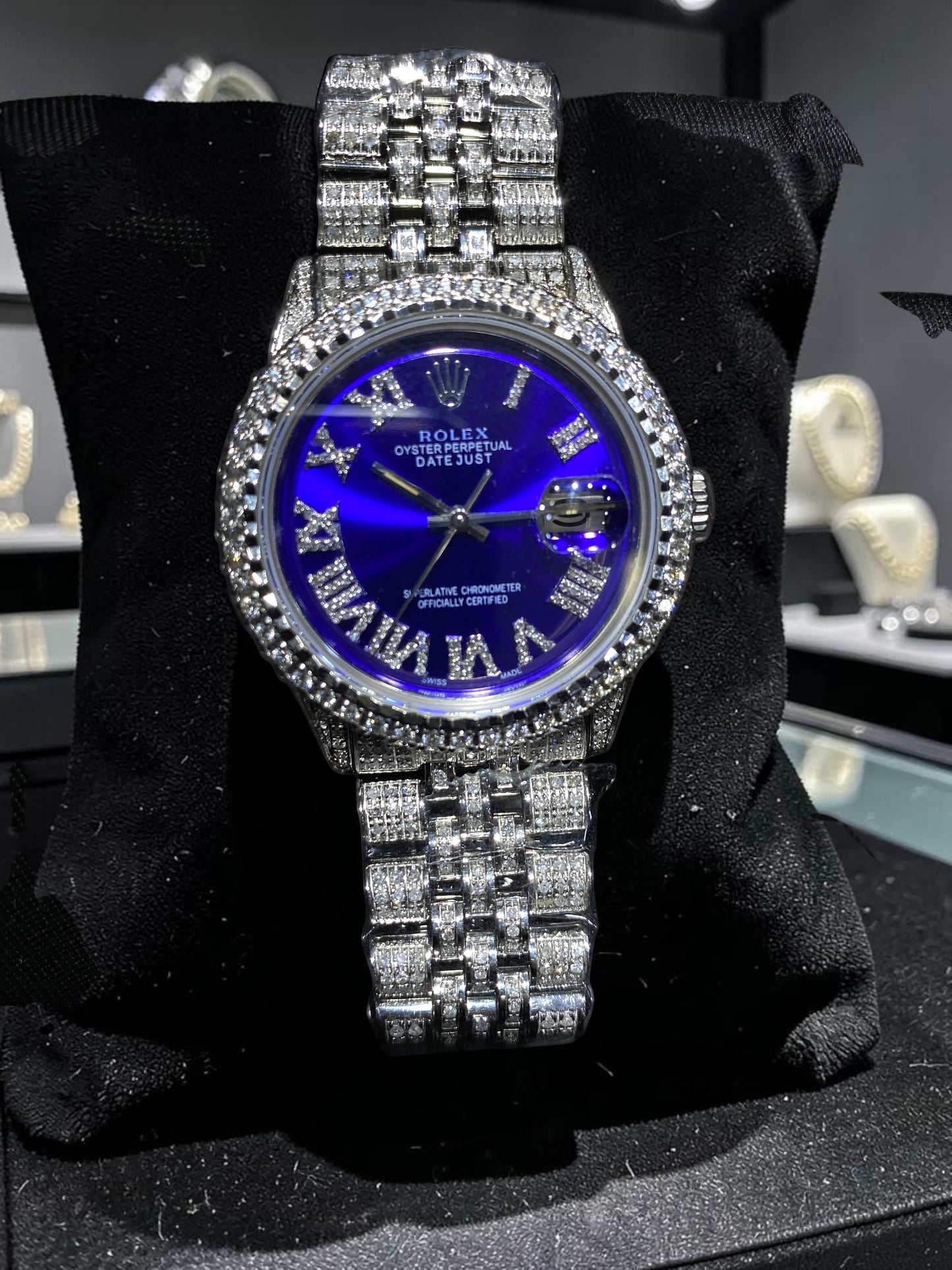 Rolex Diamond Datejust Watch – Fully Iced Bracelet & Bezel (Multiple Dial Options)