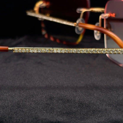 White or Gold Cartier Rimless Wire Frames with 8.7g Gold & 5.49CT VS Diamonds