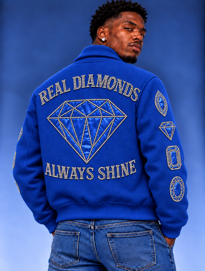 “Real Diamonds Always Shine™ Luxury Men’s Wool Jacket | Limited Edition
