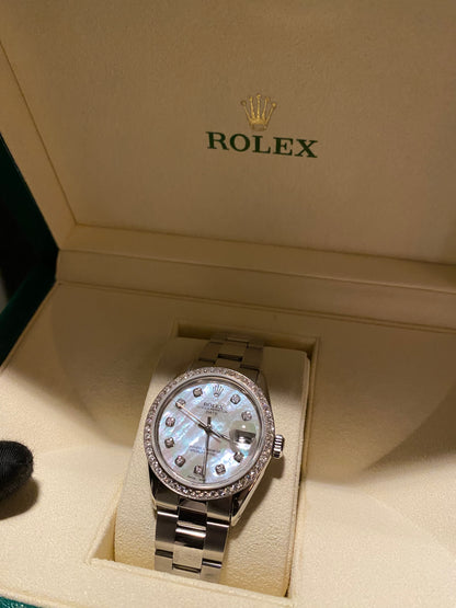 Rolex Datejust 34mm Diamond Bezel Mother of Pearl Dial
