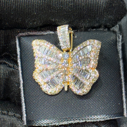 14K Yellow Gold Diamond Butterfly Pendant – 2.15 CT