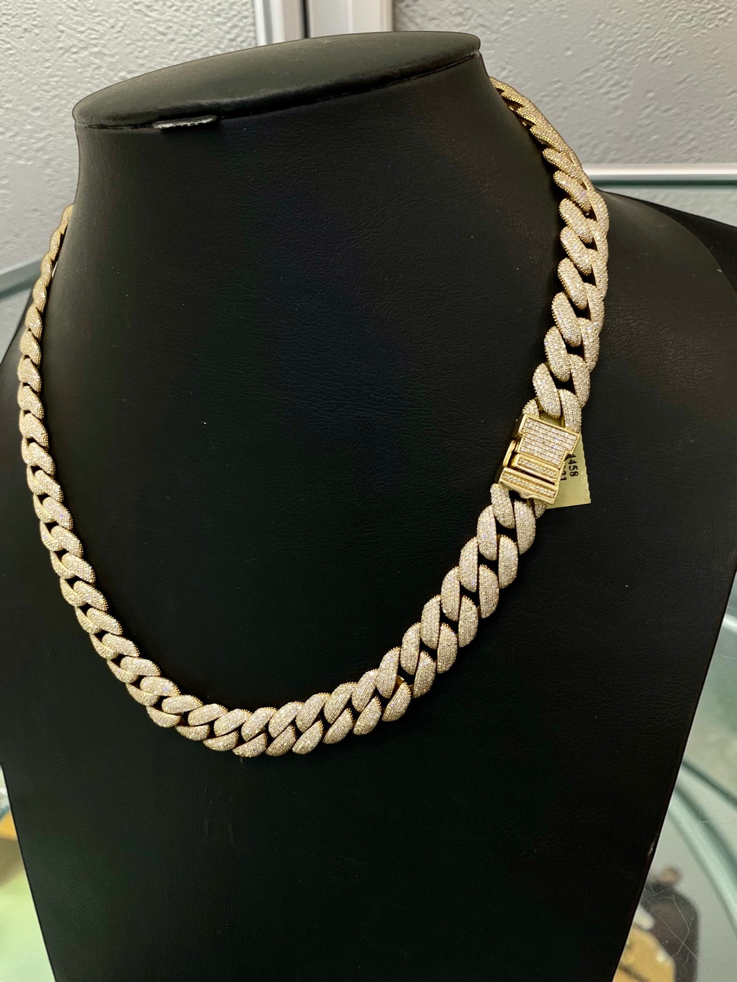 20” 12mm 17.50 Carats VS1 Diamond Cuban Link Necklace in 10K Yellow Gold