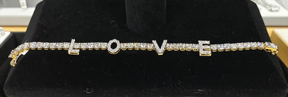 11.70 Carat VS1 Lab Diamond “LOVE” Tennis Bracelet – 7.5” | 14K White Gold Plated 925 Silver | 14.40 Grams