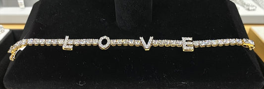 11.70 Carat VS1 Lab Diamond “LOVE” Tennis Bracelet – 7.5” | 14K White Gold Plated 925 Silver | 14.40 Grams