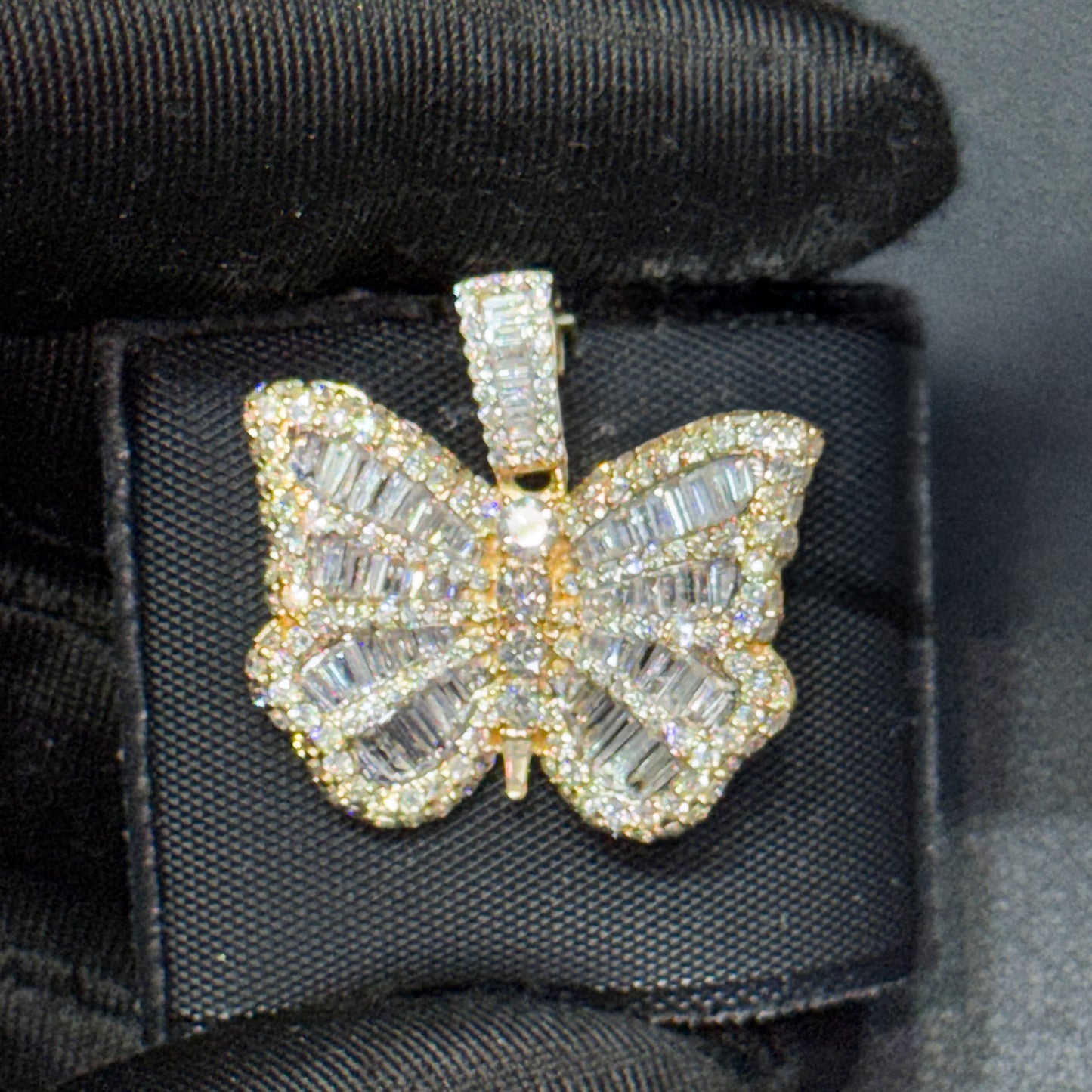 14K Yellow Gold Diamond Butterfly Pendant – 2.15 CT