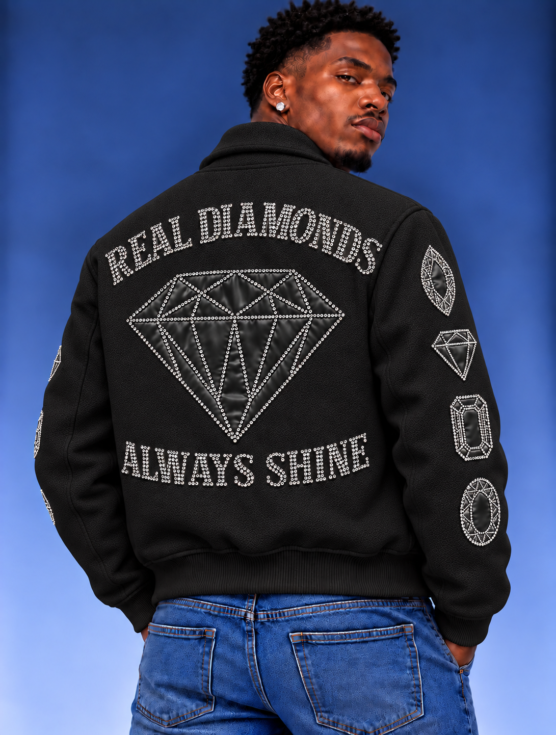 “Real Diamonds Always Shine™ Luxury Men’s Wool Jacket | Limited Edition