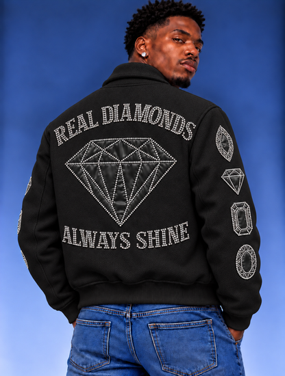 “Real Diamonds Always Shine™ Luxury Men’s Wool Jacket | Limited Edition