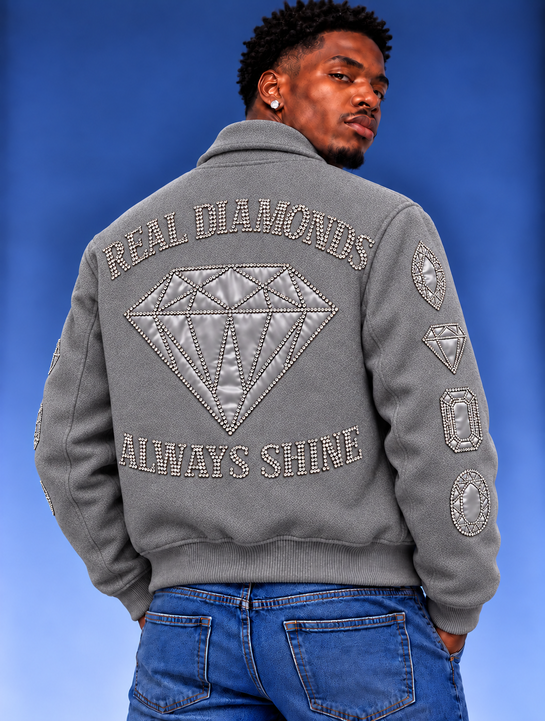 “Real Diamonds Always Shine™ Luxury Men’s Wool Jacket | Limited Edition