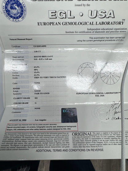 4.20ct Natural Round Brilliant Diamond Engagement Ring | G Color SI2 | EGL Certified | Split Shank Halo Setting