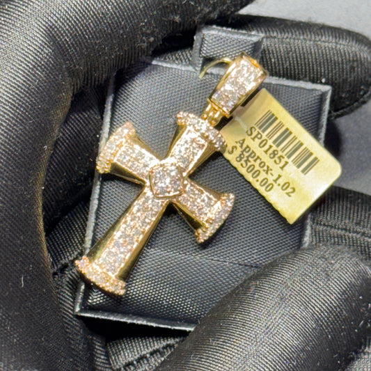 10K Yellow Gold Diamond Cross Pendant – 1.02 CT