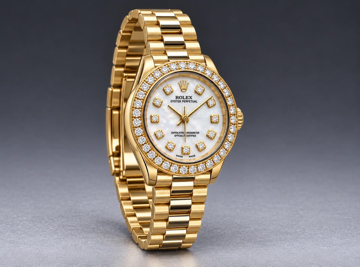 18K Yellow Gold Rolex Datejust 26MM – Mother of Pearl Dial | Diamond Bezel