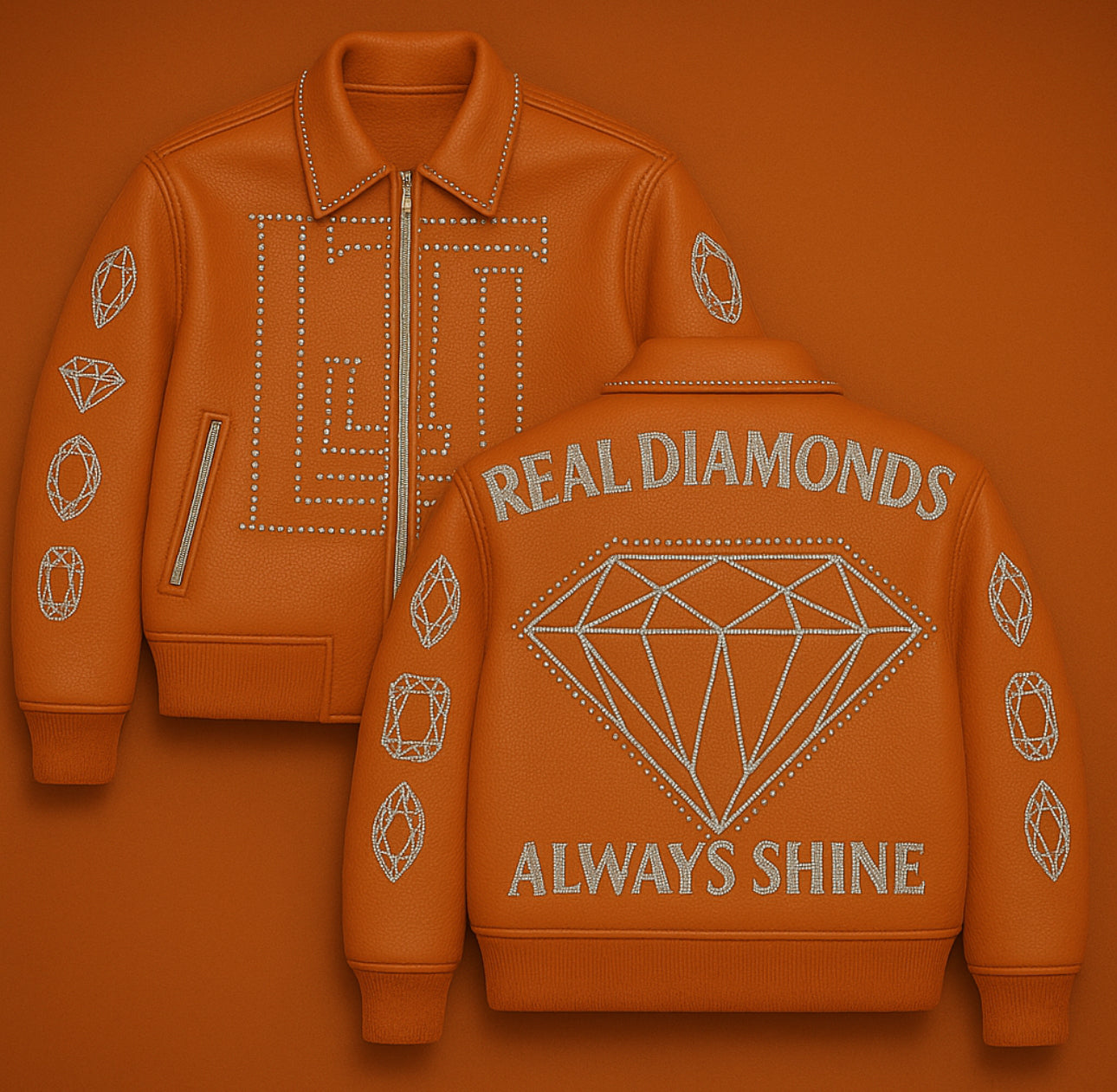Real Diamonds Always Shine™ Luxury Leather Jacket Limited Edition