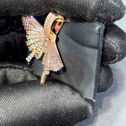 14K Yellow or Rose Gold Diamond Butterfly Pendant – 1.95-2.00 CT