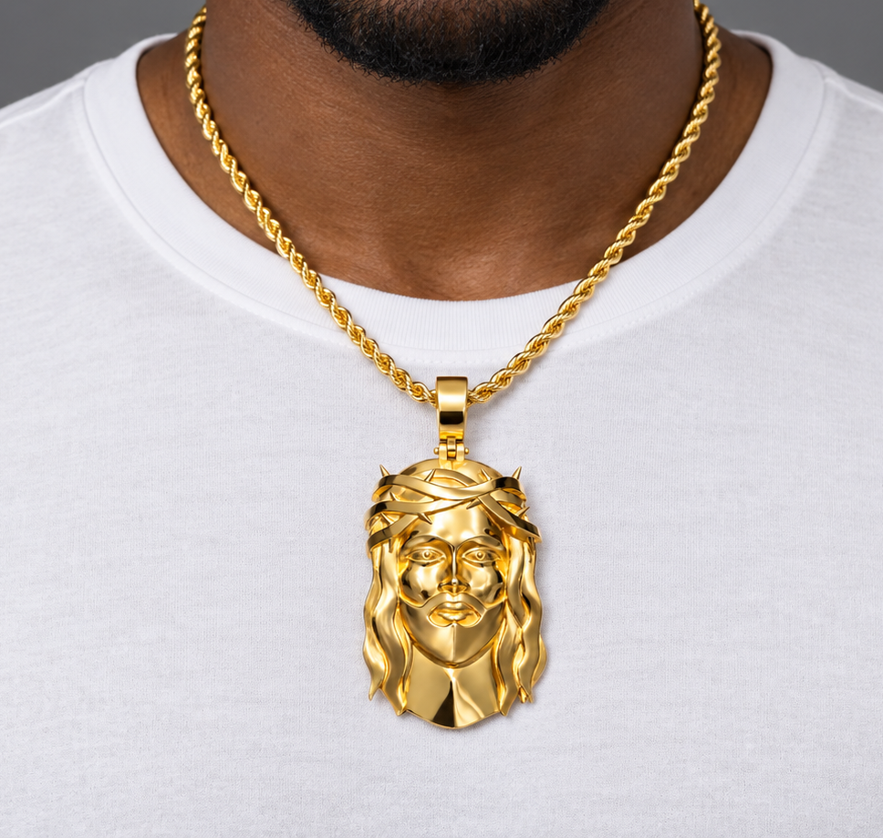 Gold Lazo Jesus Pendant - Designed by Lazo The Jeweller
