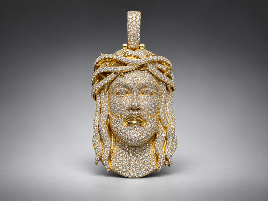 Lazo The Jeweller Bussdown Jesus Pendant - 10K Gold & VS Natural Diamond Masterpiece