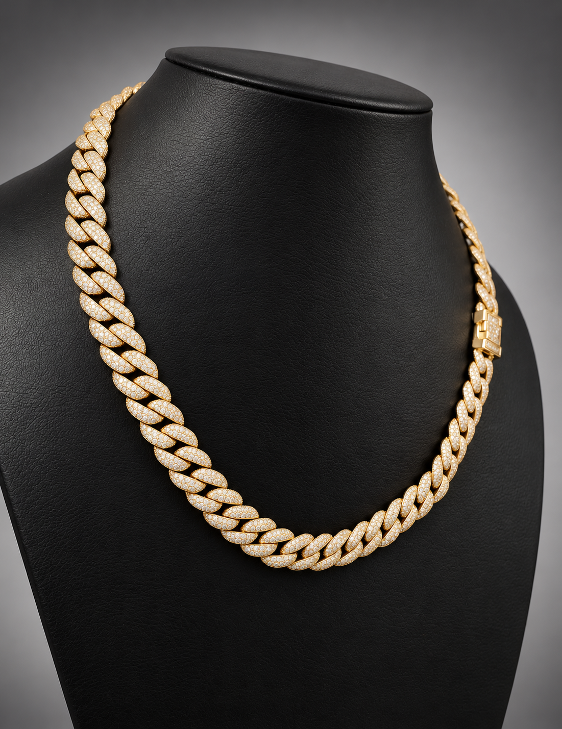 20” 12mm 17.50 Carats VS1 Diamond Cuban Link Necklace in 10K Yellow Gold