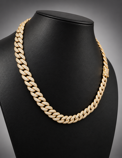 20” 12mm 17.50 Carats VS1 Diamond Cuban Link Necklace in 10K Yellow Gold