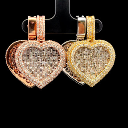 Natural Diamond & Baguette Heart Pendant