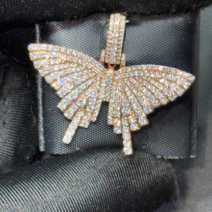 14K Yellow or Rose Gold Diamond Butterfly Pendant – 1.95-2.00 CT