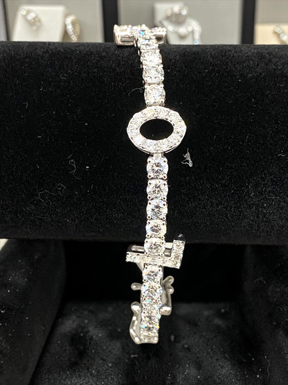 11.70 Carat VS1 Lab Diamond “LOVE” Tennis Bracelet – 7.5” | 14K White Gold Plated 925 Silver | 14.40 Grams