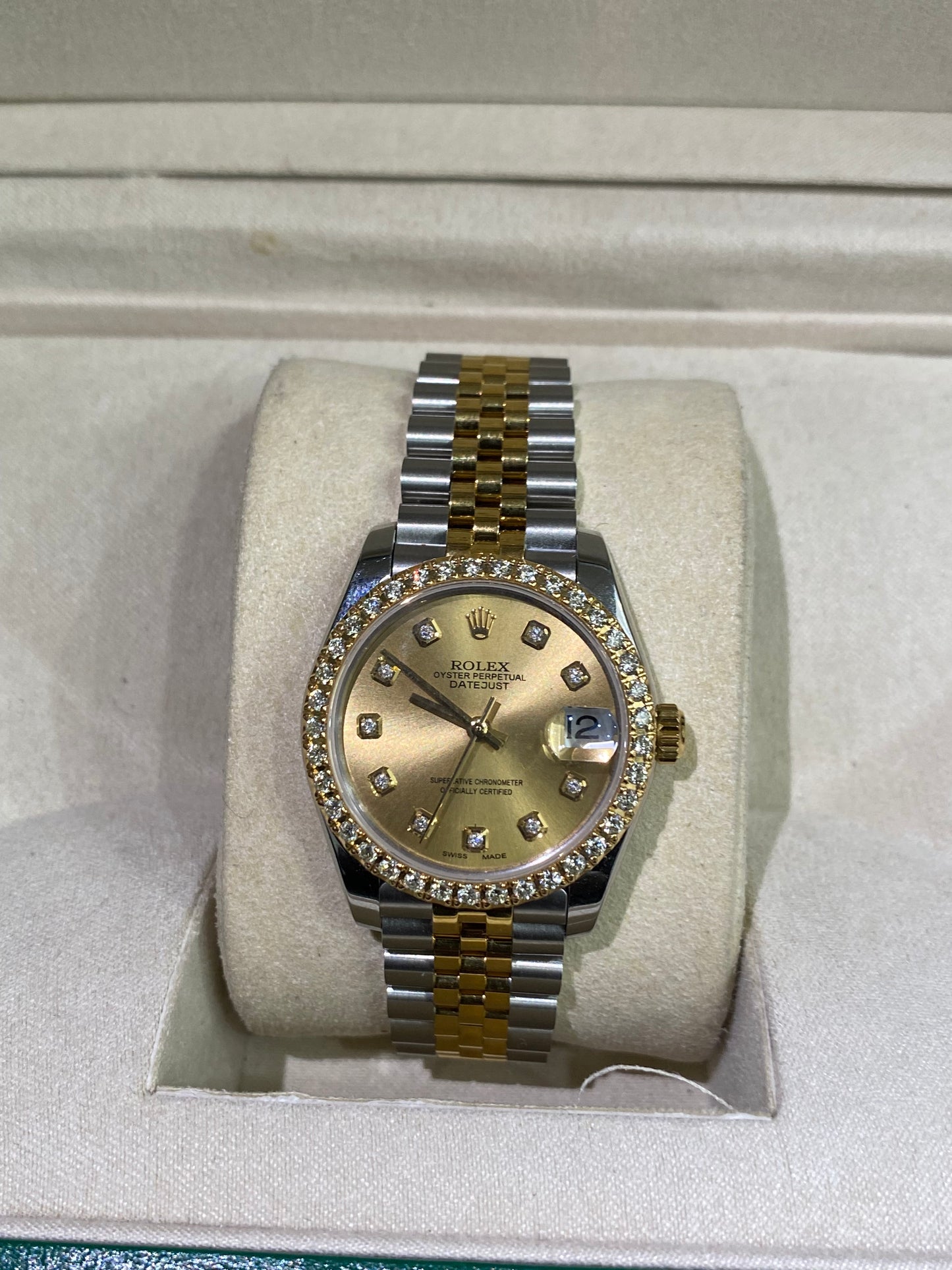 Rolex Datejust 31mm Two-Tone Champagne Dial with Diamond Bezel & Jubilee Bracelet