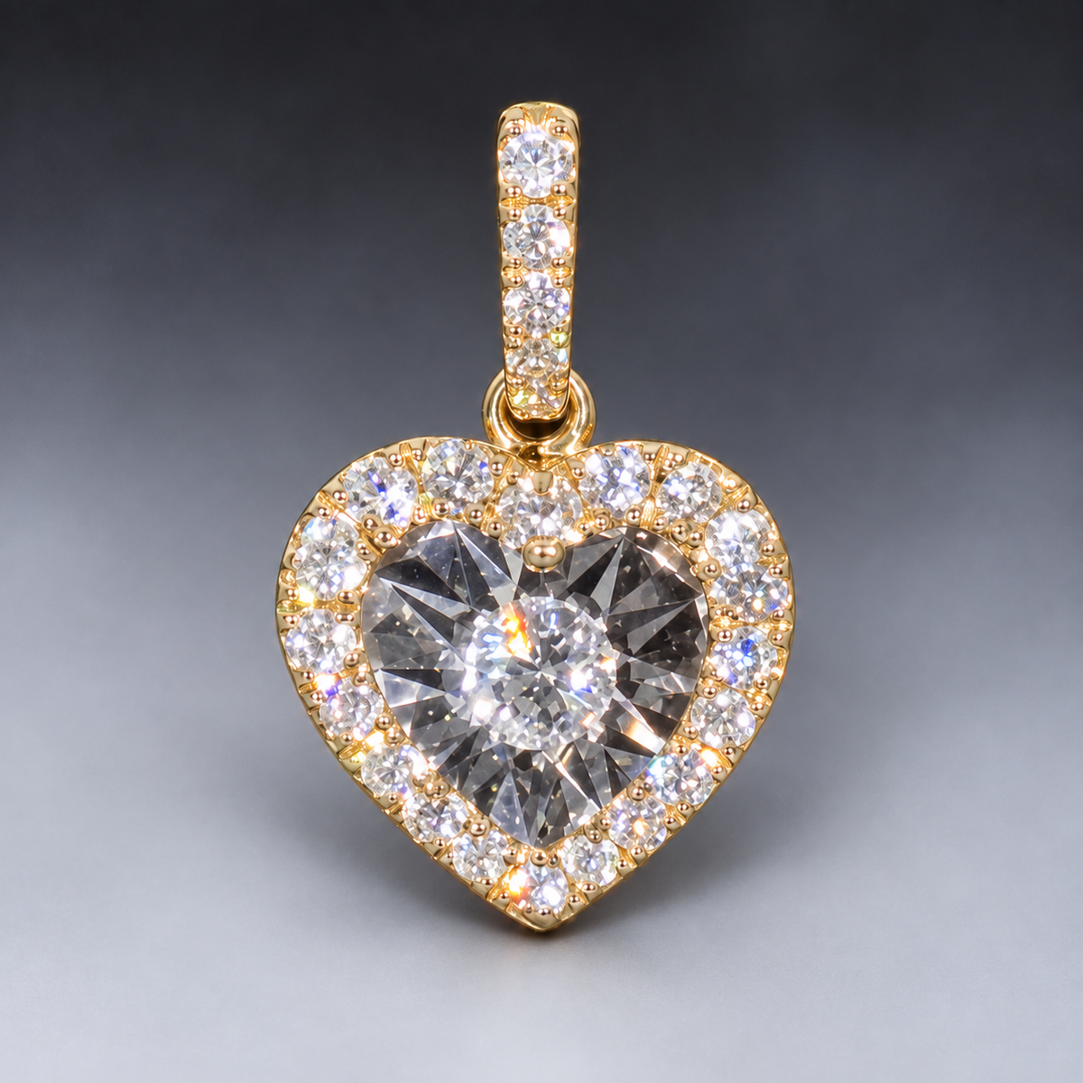 Pretty 10k Gold & Diamonds Heart Pendant