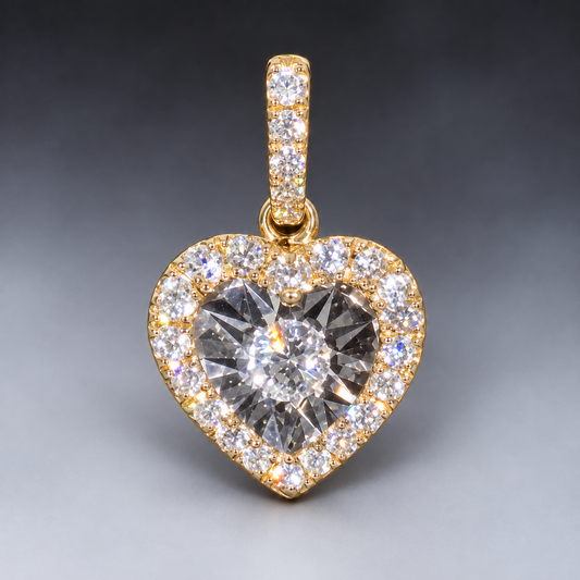 Pretty 10k Gold & Diamonds Heart Pendant