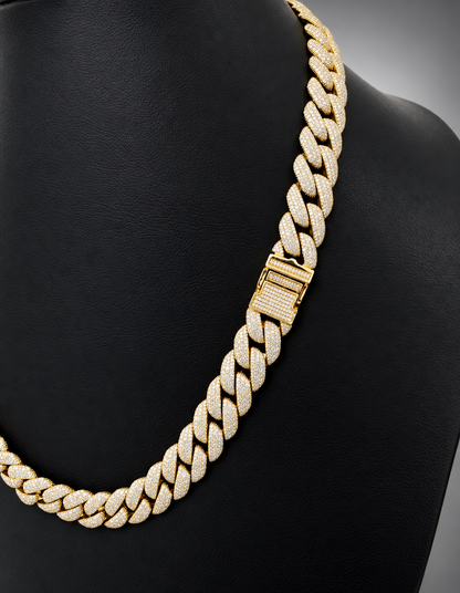Natural Diamond Cuban Link Chain – Approx. 18.00 CTW – 14K Yellow Gold 20 Inches