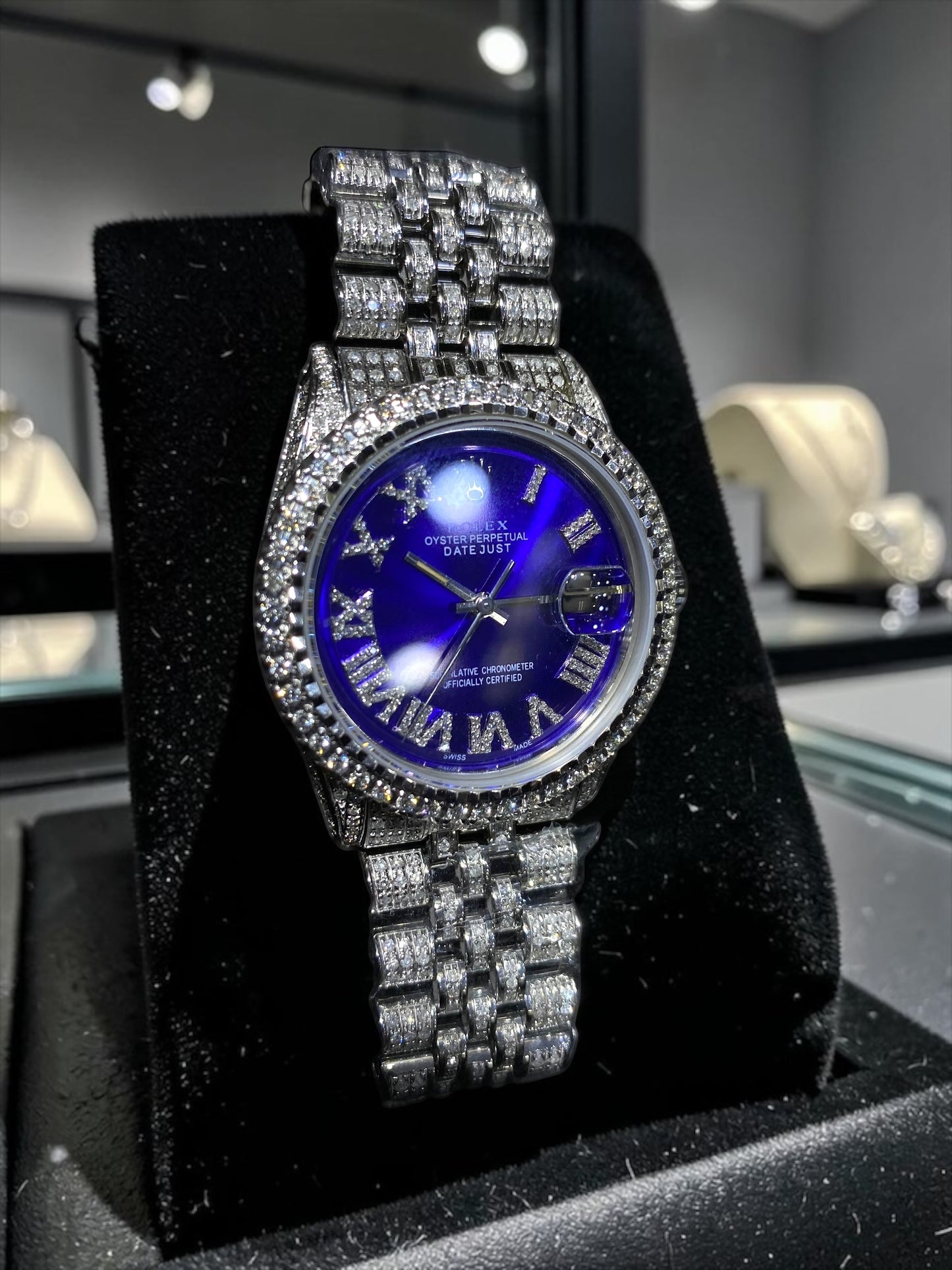 Rolex Diamond Datejust Watch – Fully Iced Bracelet & Bezel (Multiple Dial Options)