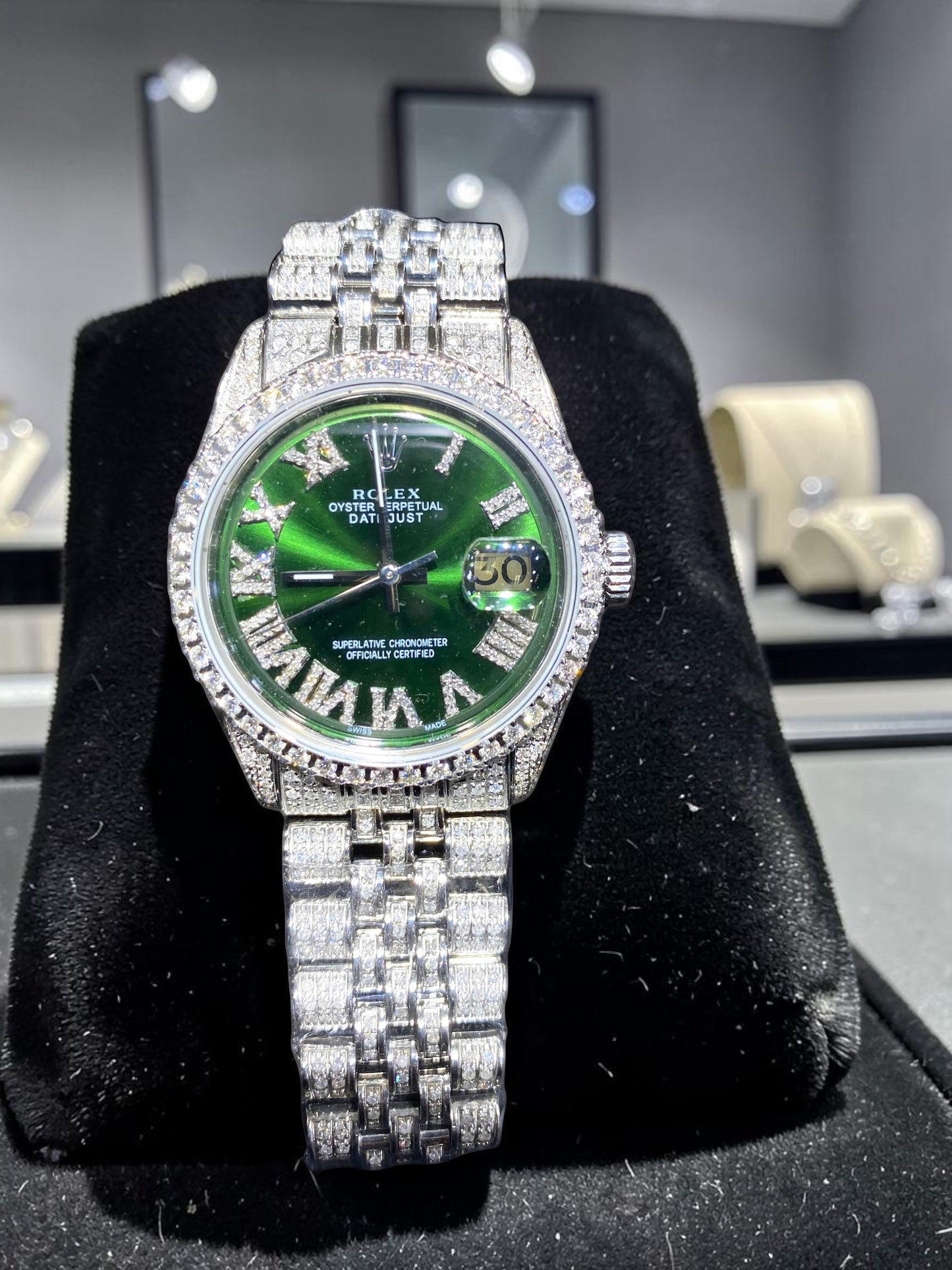Rolex Diamond Datejust Watch – Fully Iced Bracelet & Bezel (Multiple Dial Options)