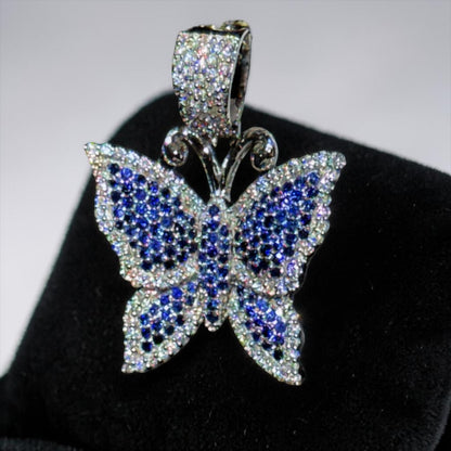 14K Gold Diamond & Gemstone Butterfly Pendant – Purple, Pink & Blue Options