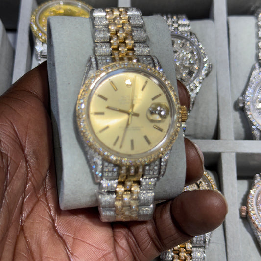 Rolex Datejust Two-Tone Gold & Steel Iced Out – Full Set with Box & Card