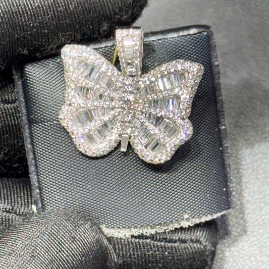 14K Yellow Gold Diamond Butterfly Pendant – 2.15 CT
