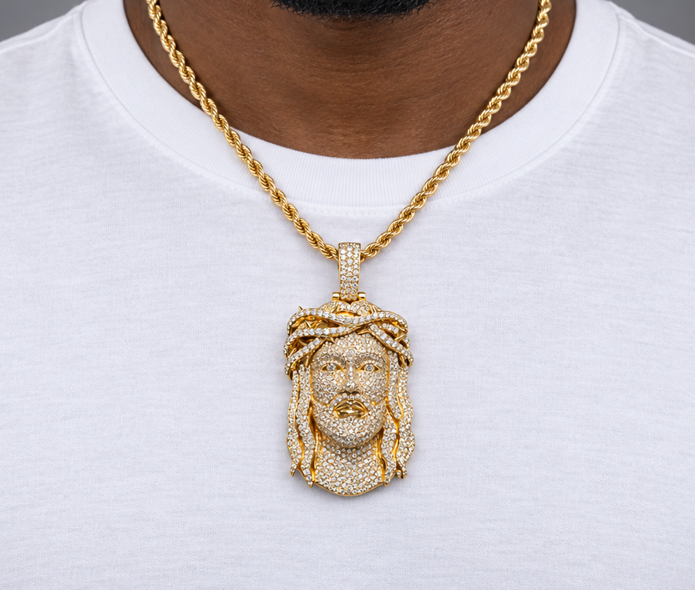 Lazo The Jeweller Bussdown Jesus Pendant - 10K Gold & VS Natural Diamond Masterpiece