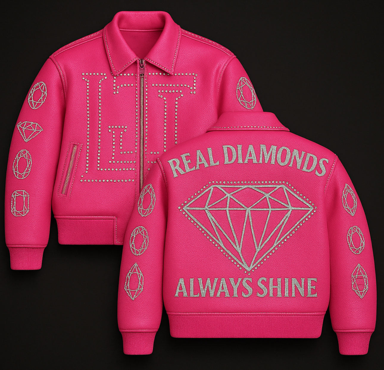 Real Diamonds Always Shine™ Luxury Leather Jacket Limited Edition