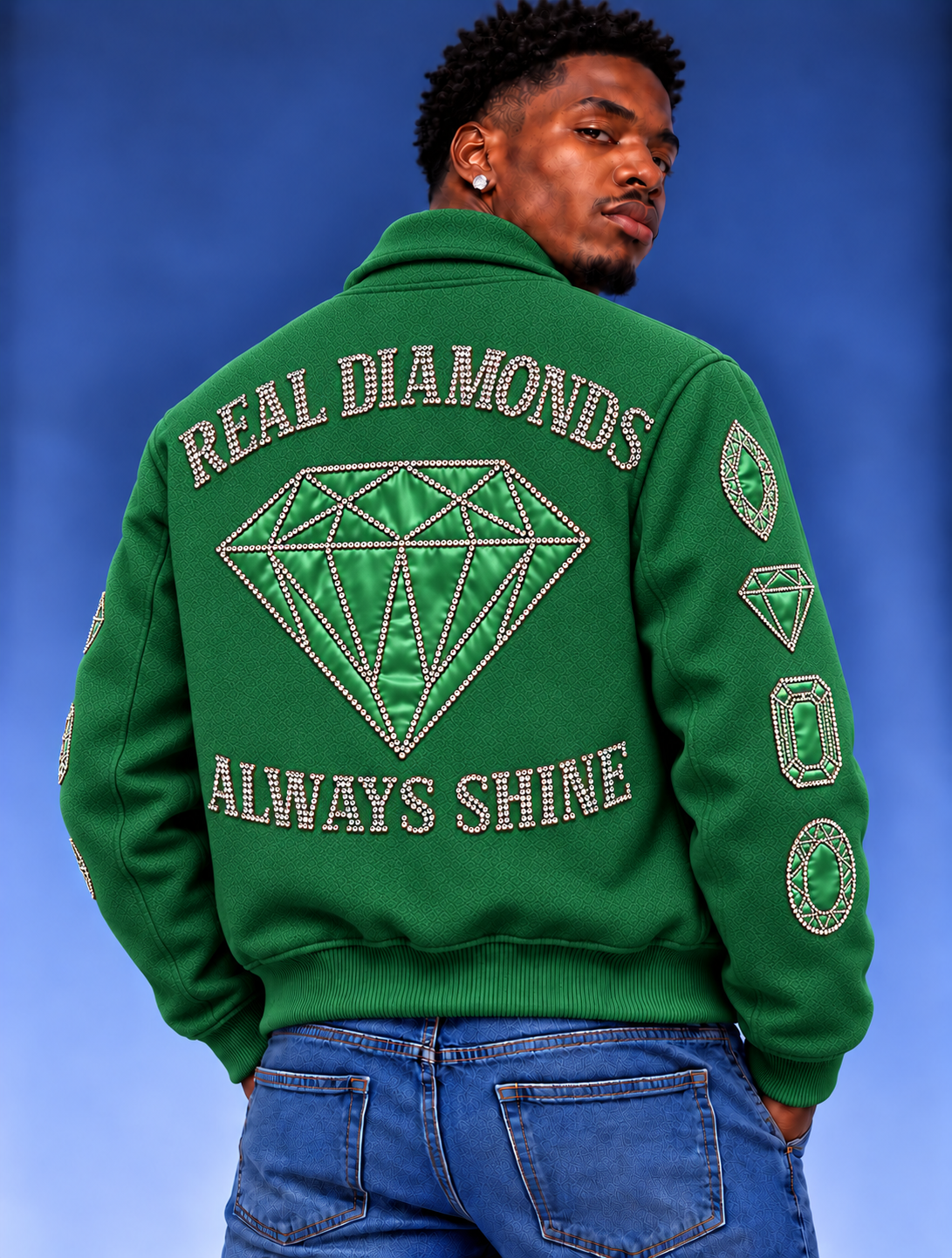 “Real Diamonds Always Shine™ Luxury Men’s Wool Jacket | Limited Edition