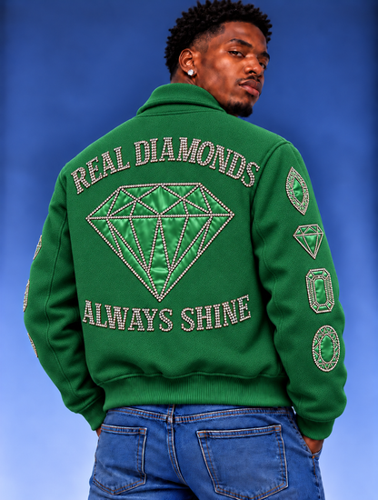 “Real Diamonds Always Shine™ Luxury Men’s Wool Jacket | Limited Edition