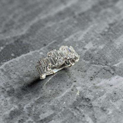 Baguette & Round Diamond” Lazo Semi Eternity Band