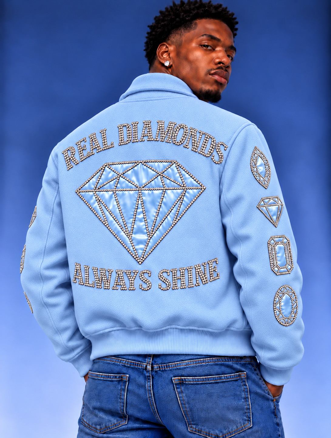 “Real Diamonds Always Shine™ Luxury Men’s Wool Jacket | Limited Edition