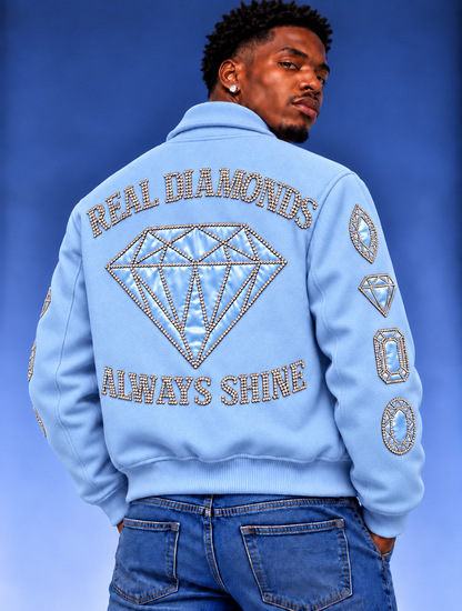 “Real Diamonds Always Shine™ Luxury Men’s Wool Jacket | Limited Edition