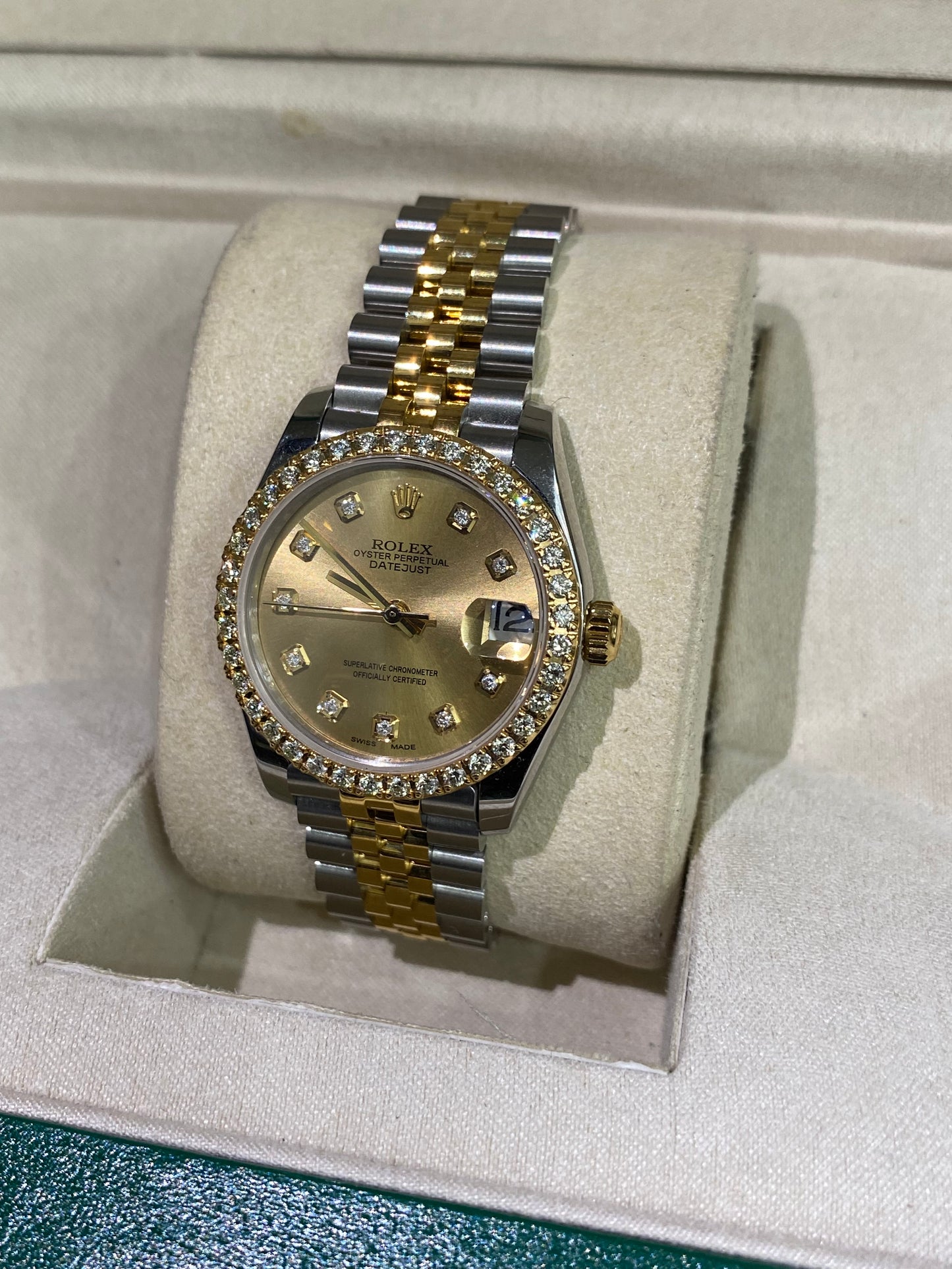 Rolex Datejust 31mm Two-Tone Champagne Dial with Diamond Bezel & Jubilee Bracelet