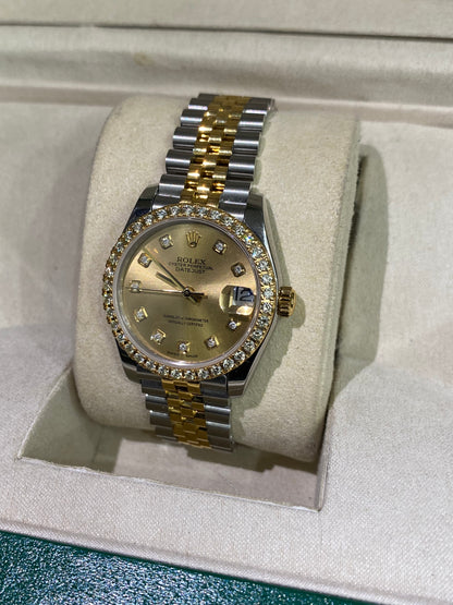 Rolex Datejust 31mm Two-Tone Champagne Dial with Diamond Bezel & Jubilee Bracelet
