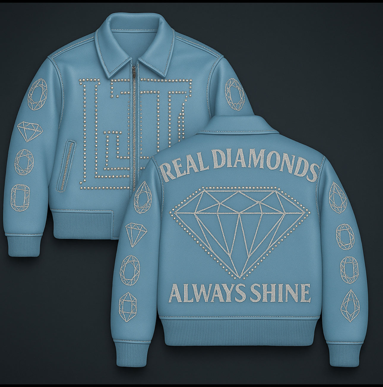 Real Diamonds Always Shine™ Luxury Leather Jacket Limited Edition
