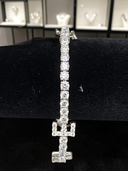 11.70 Carat VS1 Lab Diamond “LOVE” Tennis Bracelet – 7.5” | 14K White Gold Plated 925 Silver | 14.40 Grams