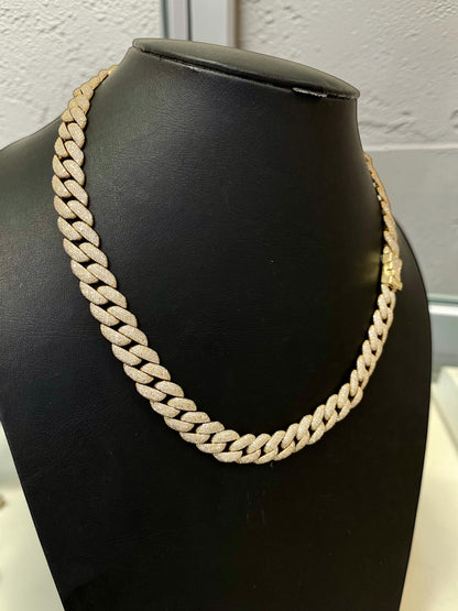 20” 12mm 17.50 Carats VS1 Diamond Cuban Link Necklace in 10K Yellow Gold