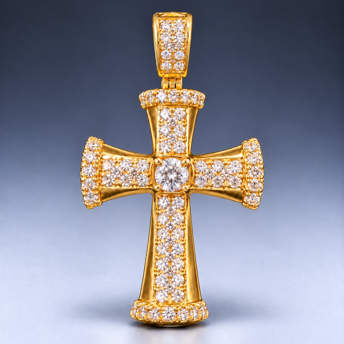 10K Yellow Gold Diamond Cross Pendant