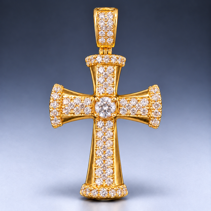 10K Yellow Gold Diamond Cross Pendant