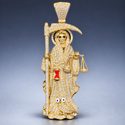 3” 10K Yellow Gold & Natural Diamond Reaper Pendant