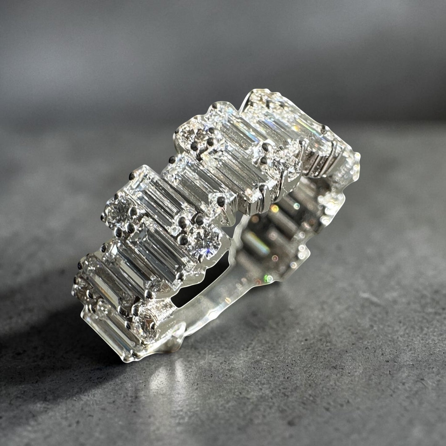Baguette & Round Diamond” Lazo Semi Eternity Band