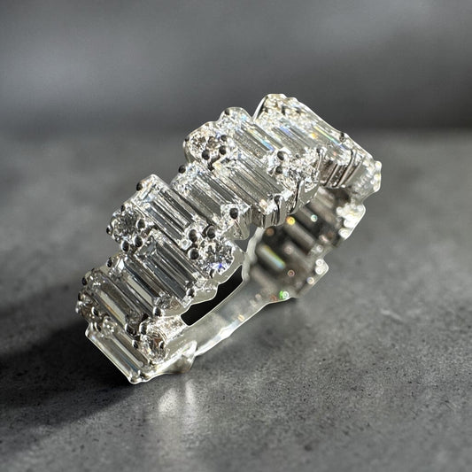 Baguette & Round Diamond” Lazo Semi Eternity Band